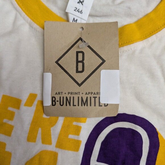 LSU TIGERS We're #1 Shirt Mens Medium White Purple Ringer Finger Retro Style - Picture 8 of 16